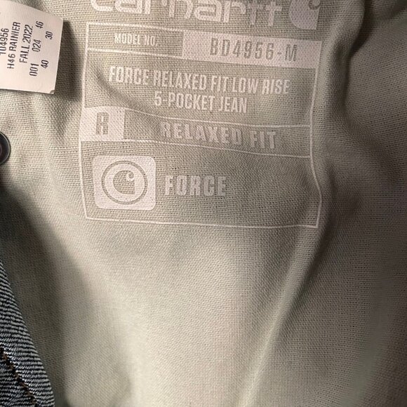 Carhartt Force Relaxed Fit Low Rise 5-Pocket Jean - 40x30 - Relaxed Fit - Picture 6 of 7